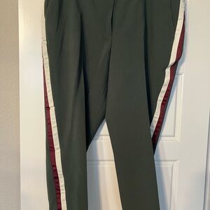 Boden Women's Green Pants with Red and White Stripes